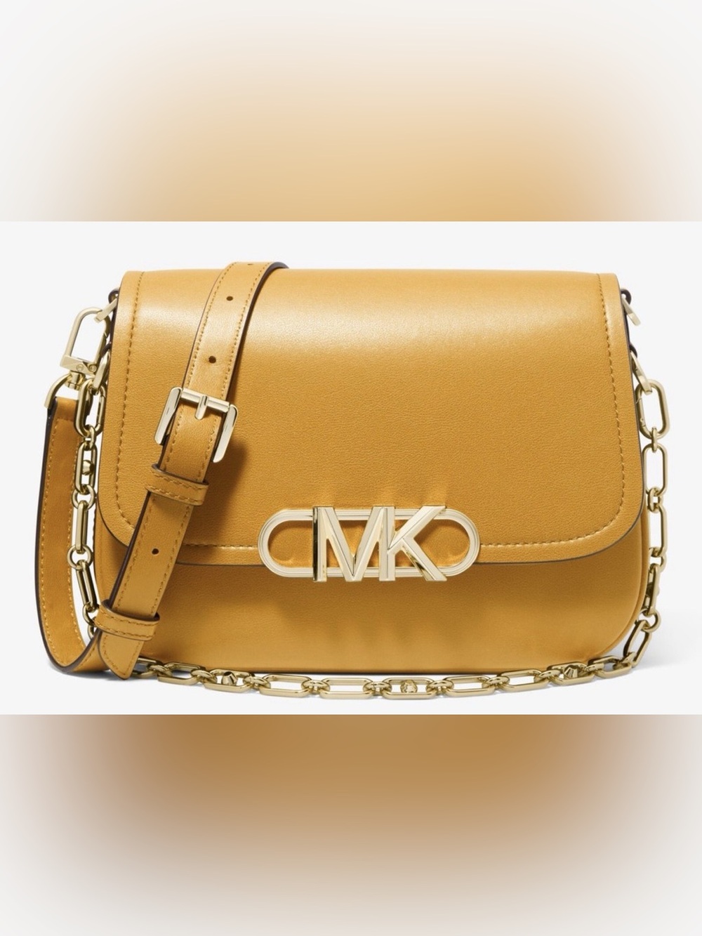 Michael Kors Parker Medium Leather Messenger Purse Color. The bag has two handle
